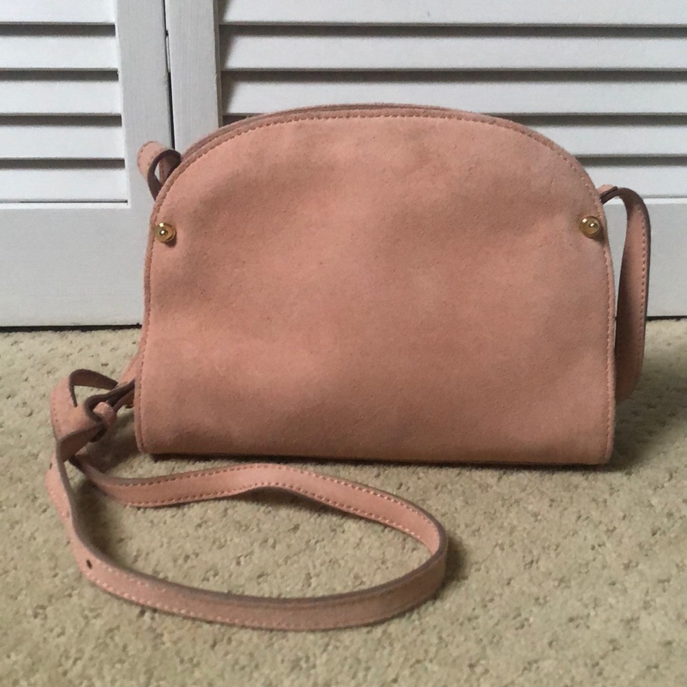 Miss Albright pink suede cross body purse